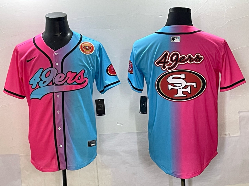 Men 2025 San Francisco 49ers blank Pink Blue pink Nike Limited NFL Jersey 0014